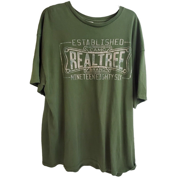 Real Tree Shirt Men's 2XL Green Delta Pro Weight Camo Casual Logo Retro Top 1986 - Picture 1 of 5